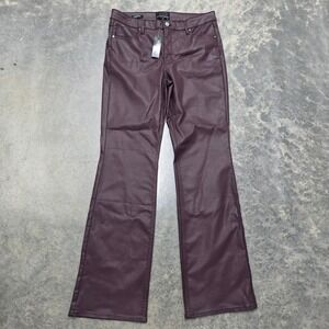 NEW White House Black Market High-Rise Slim Boot Coated Burgundy Pants Size 12